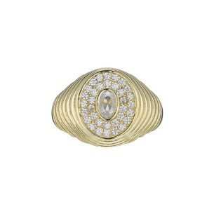 Ασημένιο επίχρυσο δαχτυλίδι Ροζέτα Oval