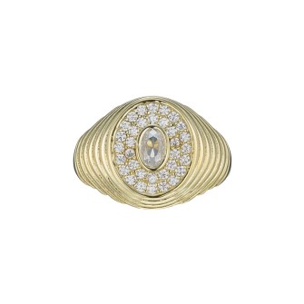 Ασημένιο επίχρυσο δαχτυλίδι Ροζέτα Oval