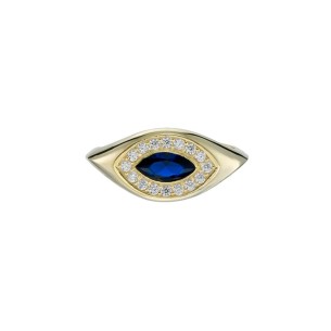 Ασημένιο επίχρυσο δαχτυλίδι Σεβαλιέ Ροζέτα Marquoise