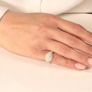 Ασημένιο επίχρυσο δαχτυλίδι Σεβαλιέ Καμπύλη