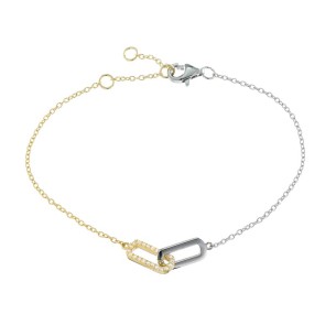 Ασημένιο επίχρυσο δίχρωμο βραχιόλι Κρίκοι