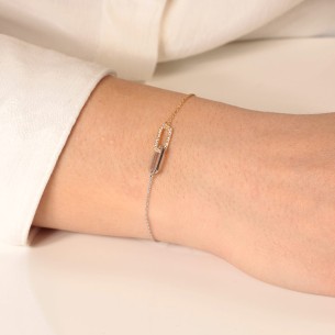 Ασημένιο επίχρυσο δίχρωμο βραχιόλι Κρίκοι