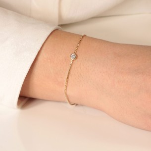 Ασημένιο επίχρυσο βραχιόλι Μονόπετρο