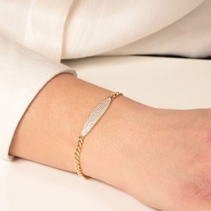 Ασημένιο επίχρυσο βραχιόλι Μπάρα Ταυτότητα