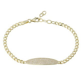 Ασημένιο επίχρυσο βραχιόλι Μπάρα Ταυτότητα