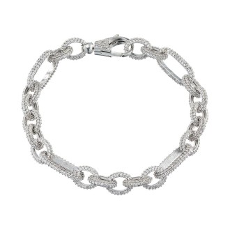 Ασημένιο επιπλατινωμένο βραχιόλι Αλυσίδα Κρίκοι