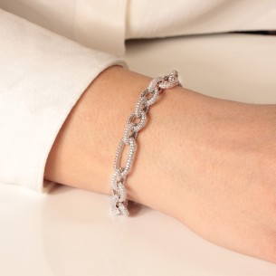 Ασημένιο επιπλατινωμένο βραχιόλι Αλυσίδα Κρίκοι