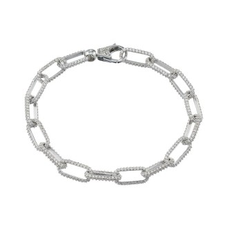 Ασημένιο επιπλατινωμένο βραχιόλι Αλυσίδα Κρίκοι