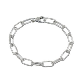 Ασημένιο επιπλατινωμένο βραχιόλι Αλυσίδα Κρίκοι