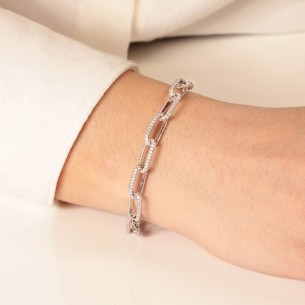 Ασημένιο επιπλατινωμένο βραχιόλι Αλυσίδα Κρίκοι