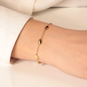 Ασημένιο επίχρυσο βραχιόλι Αλυσίδα Βότσαλα