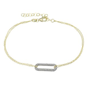 Ασημένιο επίχρυσο βραχιόλι Οβάλ Κρίκος