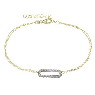 Ασημένιο επίχρυσο βραχιόλι Οβάλ Κρίκος