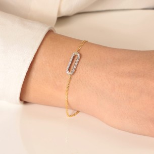 Ασημένιο επίχρυσο βραχιόλι Οβάλ Κρίκος