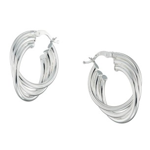 Ασημένια επιπλατινωμένα σκουλαρίκια Τρίσειροι Κρίκοι 28.00mm