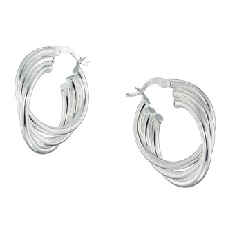 Ασημένια επιπλατινωμένα σκουλαρίκια Τρίσειροι Κρίκοι 28.00mm