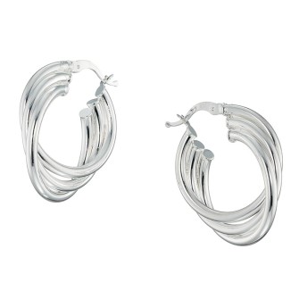 Ασημένια επιπλατινωμένα σκουλαρίκια Τρίσειροι Κρίκοι 28.00mm