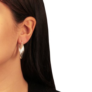 Ασημένια επιπλατινωμένα σκουλαρίκια Τρίσειροι Κρίκοι 28.00mm