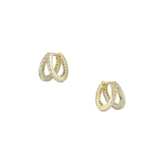 Ασημένια επίχρυσα σκουλαρίκια huggies Δίσειρα 12.00mm