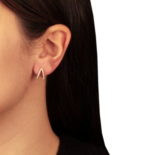 Ασημένια επίχρυσα σκουλαρίκια huggies Δίσειρα 12.00mm