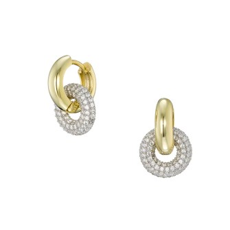 Ασημένια επίχρυσα σκουλαρίκια Huggies Διπλοί Κρίκοι 16.00mm