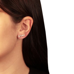 Ασημένια επιπλατινωμένα σκουλαρίκια Σειρέ Μονόπετρα