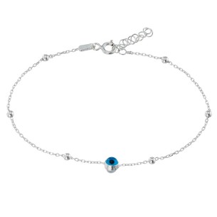 Ασημένιο επιπλατινωμένο βραχιόλι Μάτι