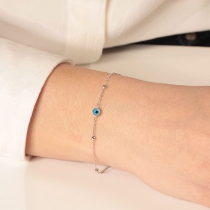 Ασημένιο επιπλατινωμένο βραχιόλι Μάτι