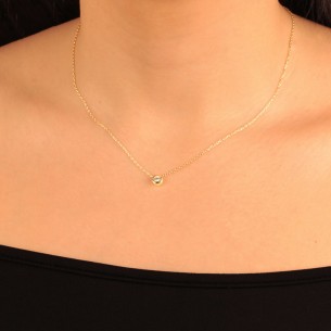 Ασημένιο επίχρυσο κολιέ Μονόπετρο