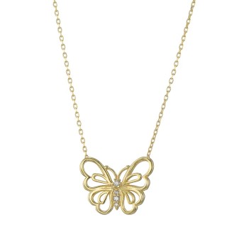 Ασημένιο επίχρυσο κολιέ Πεταλούδα