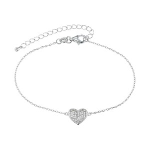 Ασημένιο επιπλατινωμένο βραχιόλι Καρδιά