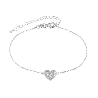 Ασημένιο επιπλατινωμένο βραχιόλι Καρδιά