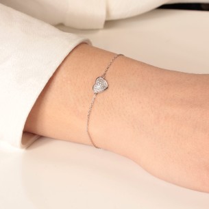 Ασημένιο επιπλατινωμένο βραχιόλι Καρδιά