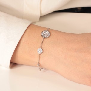 Ασημένιο επιπλατινωμένο βραχιόλι Δίσκοι