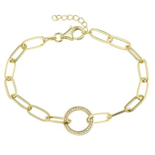 Ασημένιο επίχρυσο βραχιόλι Αλυσίδα Κρίκοι