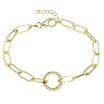 Ασημένιο επίχρυσο βραχιόλι Αλυσίδα Κρίκοι