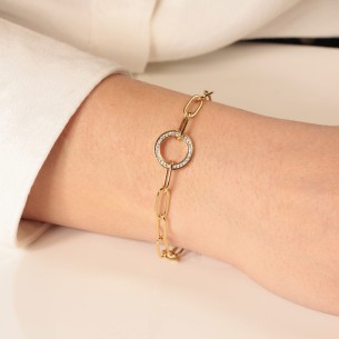 Ασημένιο επίχρυσο βραχιόλι Αλυσίδα Κρίκοι