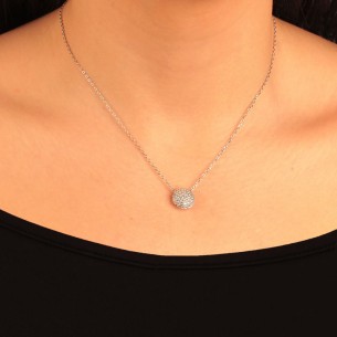 Ασημένιο επιπλατινωμένο κολιέ Κύκλος