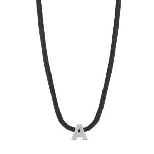 Κολιέ κορδόνι ασημένιο Αρχικό Γράμμα Α