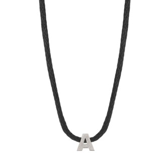 Κολιέ κορδόνι ασημένιο Αρχικό Γράμμα Α