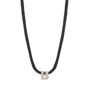 Κολιέ κορδόνι ασημένιο Αρχικό Γράμμα Β