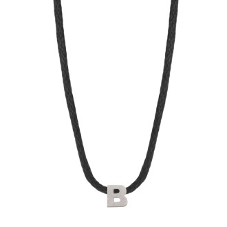 Κολιέ κορδόνι ασημένιο Αρχικό Γράμμα Β