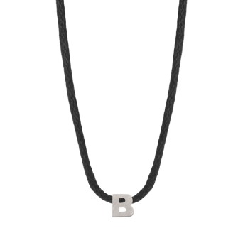 Κολιέ κορδόνι ασημένιο Αρχικό Γράμμα Β