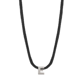 Κολιέ κορδόνι ασημένιο Αρχικό Γράμμα Ε