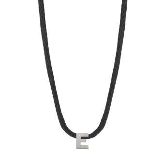 Κολιέ κορδόνι ασημένιο Αρχικό Γράμμα Ε