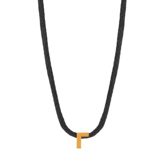 Κολιέ κορδόνι ασημένιο επίχρυσο Γράμμα Γ