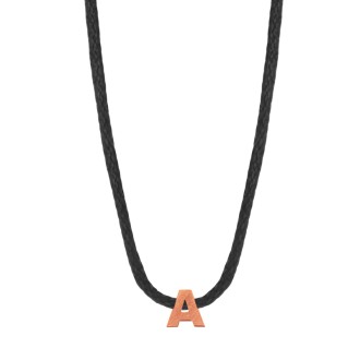 Κολιέ κορδόνι ασημένιο ρόζ Αρχικό Γράμμα Α