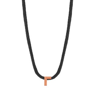 Κολιέ κορδόνι ασημένιο ρόζ Αρχικό Γράμμα Γ