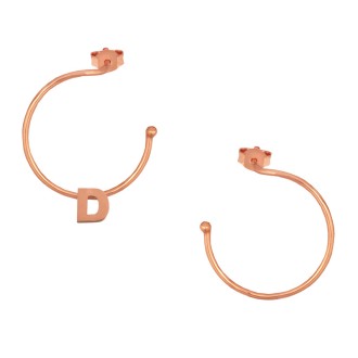 Ασημένια ρόζ σκουλαρίκια Κρίκοι Μονόγραμμα D 25.00mm