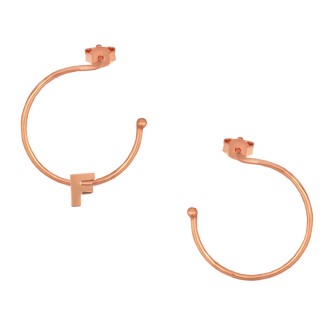 Ασημένια ρόζ σκουλαρίκια Κρίκοι Μονόγραμμα F 25.00mm